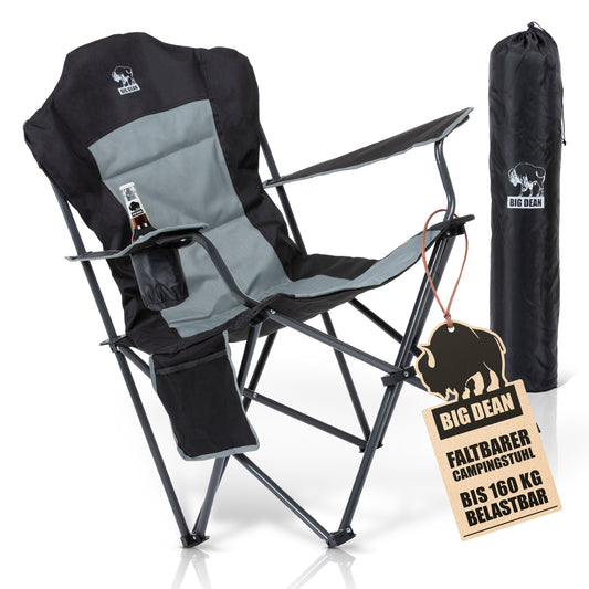 Luxus Campingstuhl Faltbar 160 KG Belastbar Ultragroß mit Hochlehner Bequem Gepolster Klappstuhl