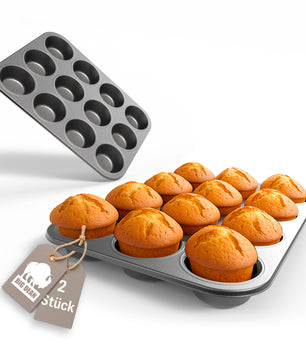2er Set Muffin Backform antihaftbeschichtet Muffinform Muffinblech aus Carbonstahl 