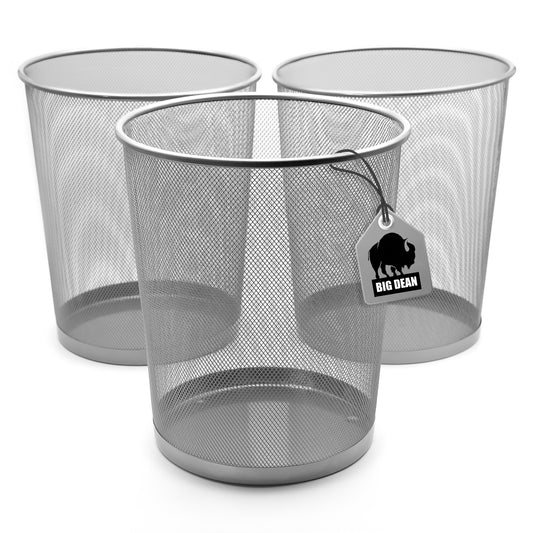 BigDean 3 Stück Papierkorb Mülleimer Büro silber 20L Draht – vielseitiger Mülleimer image 1