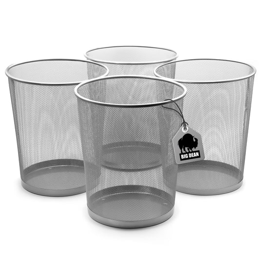 BigDean 4 Stück Papierkorb Mülleimer Büro silber 20L Draht – vielseitiger Mülleimer image 1