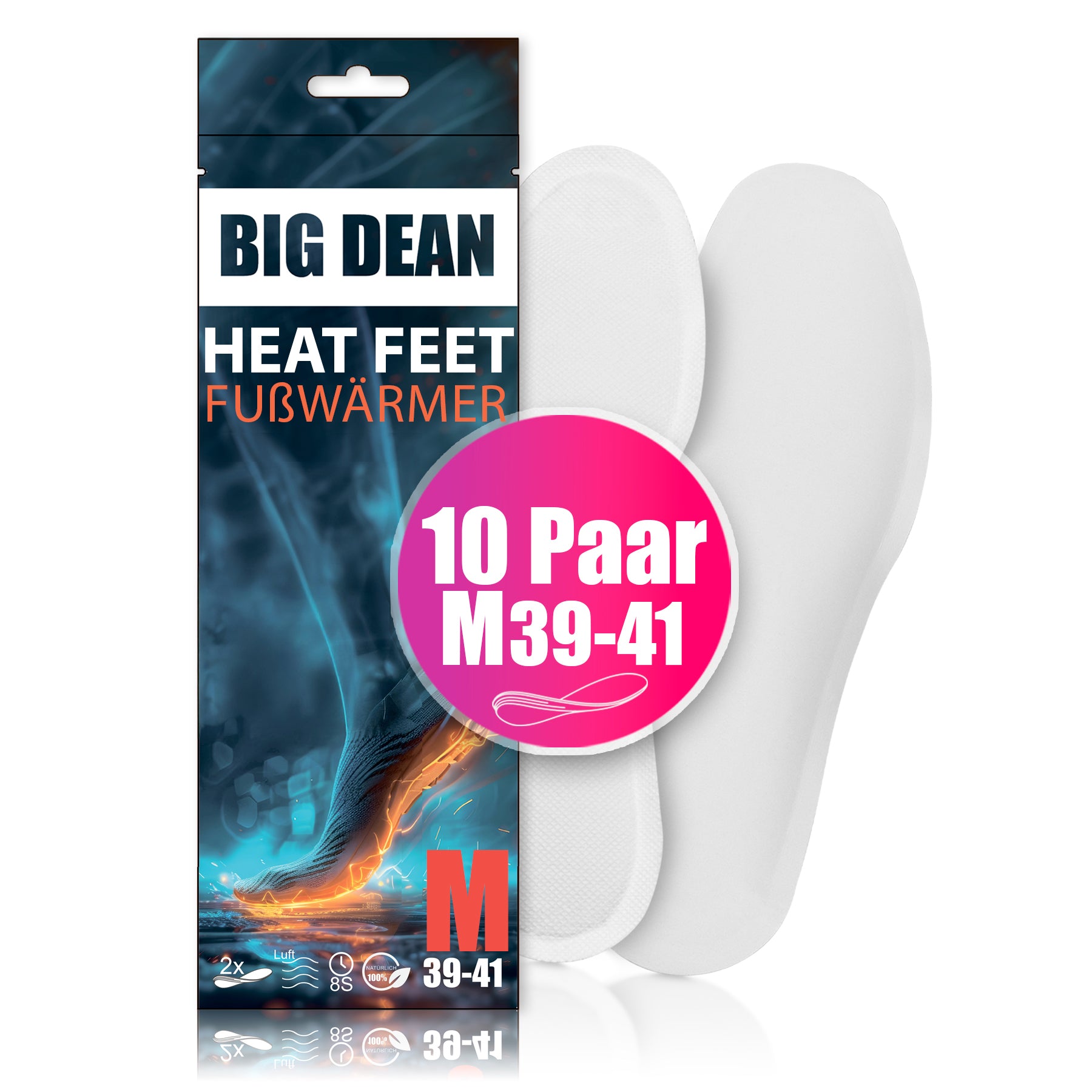 10 Paar Fußwärmer– Zehenwärmer für Schuhgröße 39-41 8h Wärme