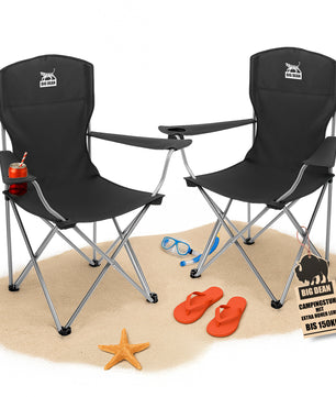 2er Set Campingstuhl extra hohe Lehne 150kg belastbar Campingstuhl faltbar Angelstuhl Campingstühle