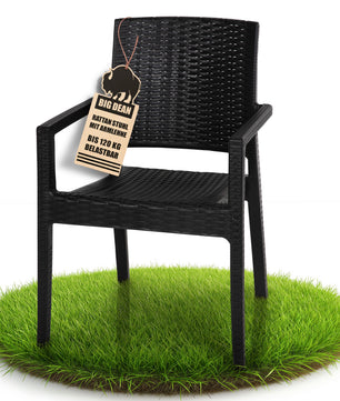 Gartenstuhl mit Armlehne stapelbar Rattan-Optik Gartenstühle stapelbar Outdoor (1 Stück)