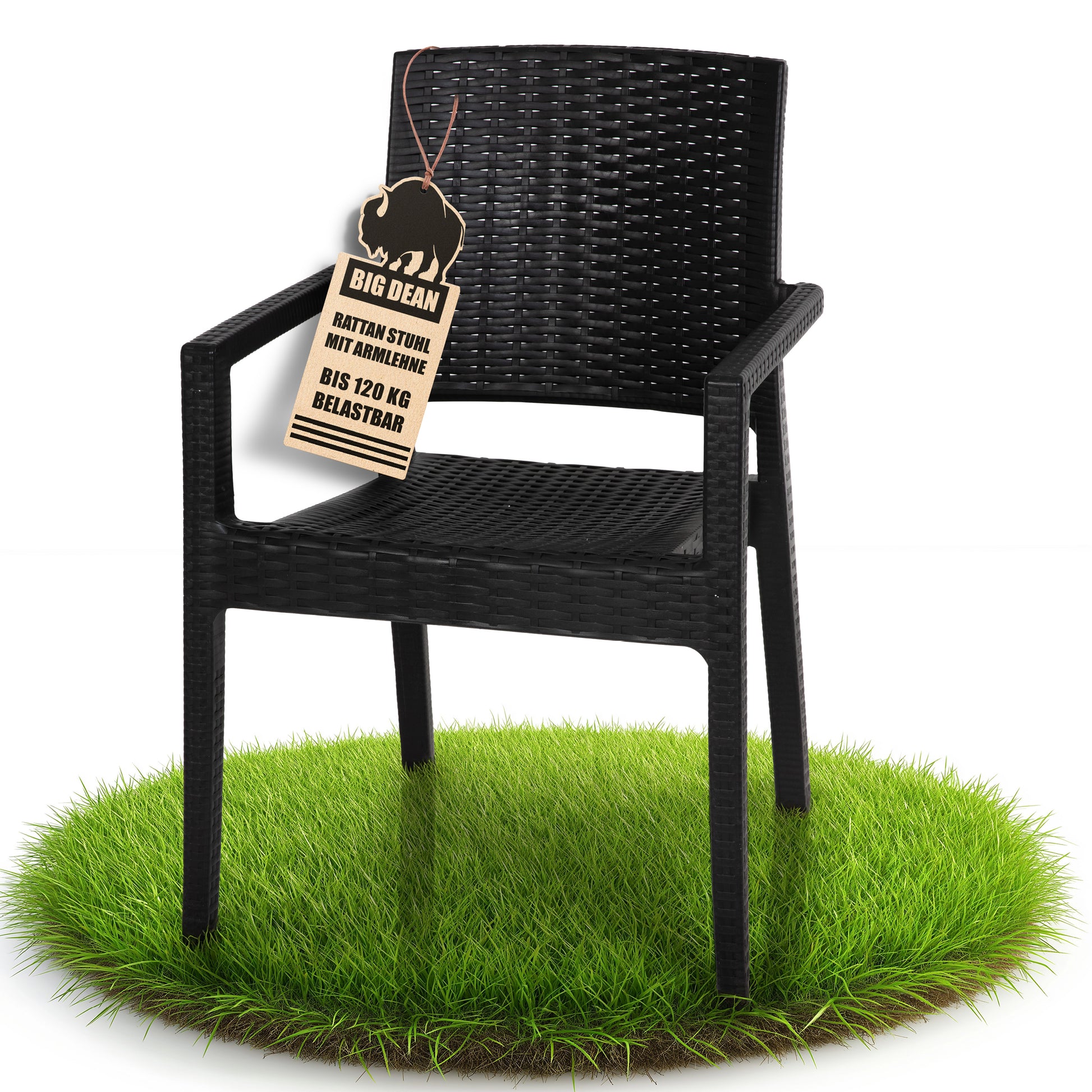 Gartenstuhl mit Armlehne stapelbar Rattan-Optik Gartenstühle stapelbar Outdoor (1 Stück)