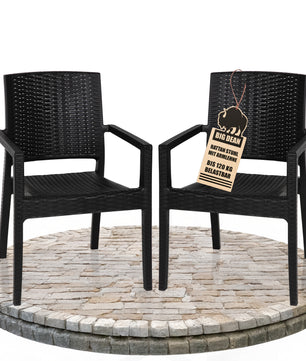 2er Set Gartenstuhl mit Armlehne stapelbar Rattan-Optik Gartenstühle stapelbar Outdoor