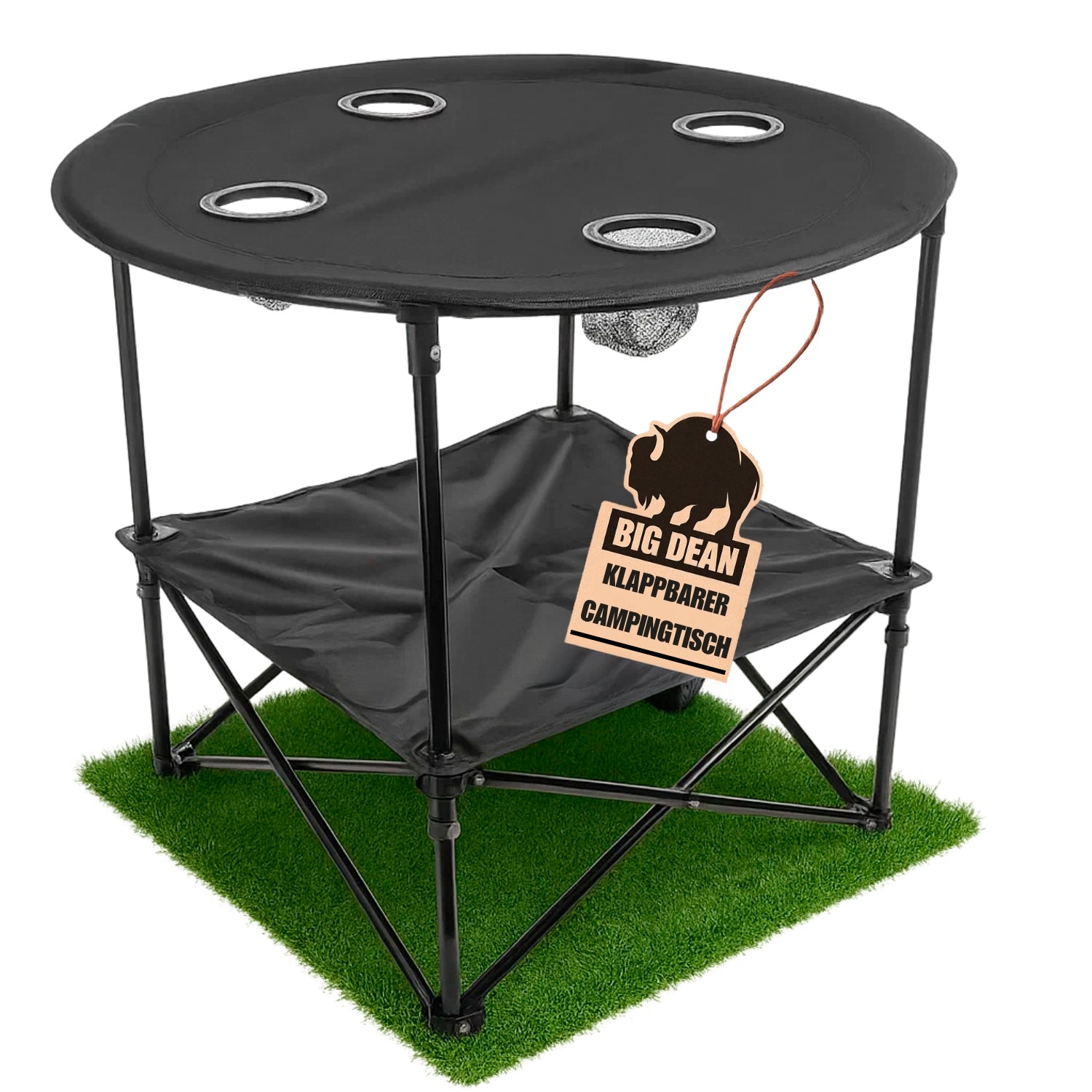 Campingtisch faltbar 4 Getränkehalter 2fache Ablage Camping Tisch Campingtisch klein inkl. T