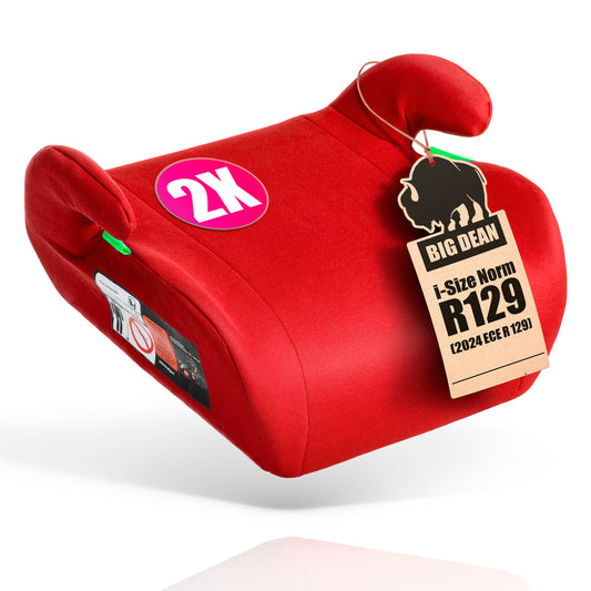 2 Stück Kindersitzerhöhung nach neuster i-Size Norm R129 Rot Sitzerhöhung (125-150cm) Kinder Auto