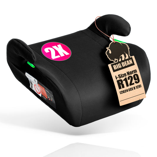 2 Stück Kindersitzerhöhung nach neuster i-Size Norm R129 Schwarz Sitzerhöhung (125-150cm) Kinder Auto