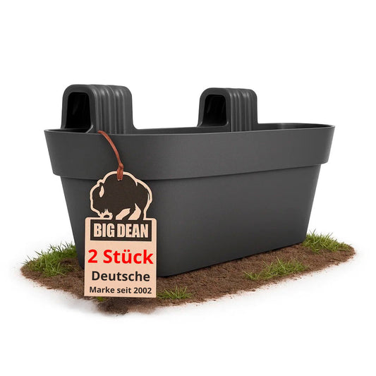 2x Blumenkasten Balkongeländer 50cm Blumenkästen mit Wasserspeicher Balkonkasten mit Halterung Anthrazit