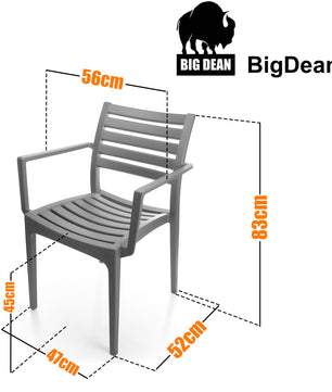 BigDean 2er Set Gartenstuhl Capri in Grau – stapelbarer Campingstuhl belastbar bis 160kg – wetterfes 3