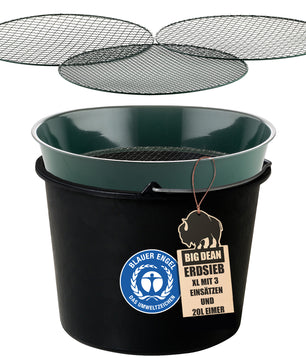 Gartensieb aus Metall mit 3 Maschenweiten 6,4 mm/9,5 mm/12,7 mm - Erdsieb rund Sandsieb Ø 37 cm Höhe 8 cm - Garten Sieb Steinsieb Kompostsieb (1 Stück Bundle)