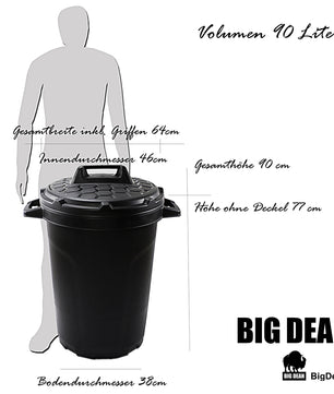Allzwecktonne Tonne mit Deckel 90 Liter 6