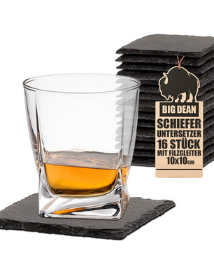 Schiefer-Untersetzer Set 16 teilig 10x10 cm