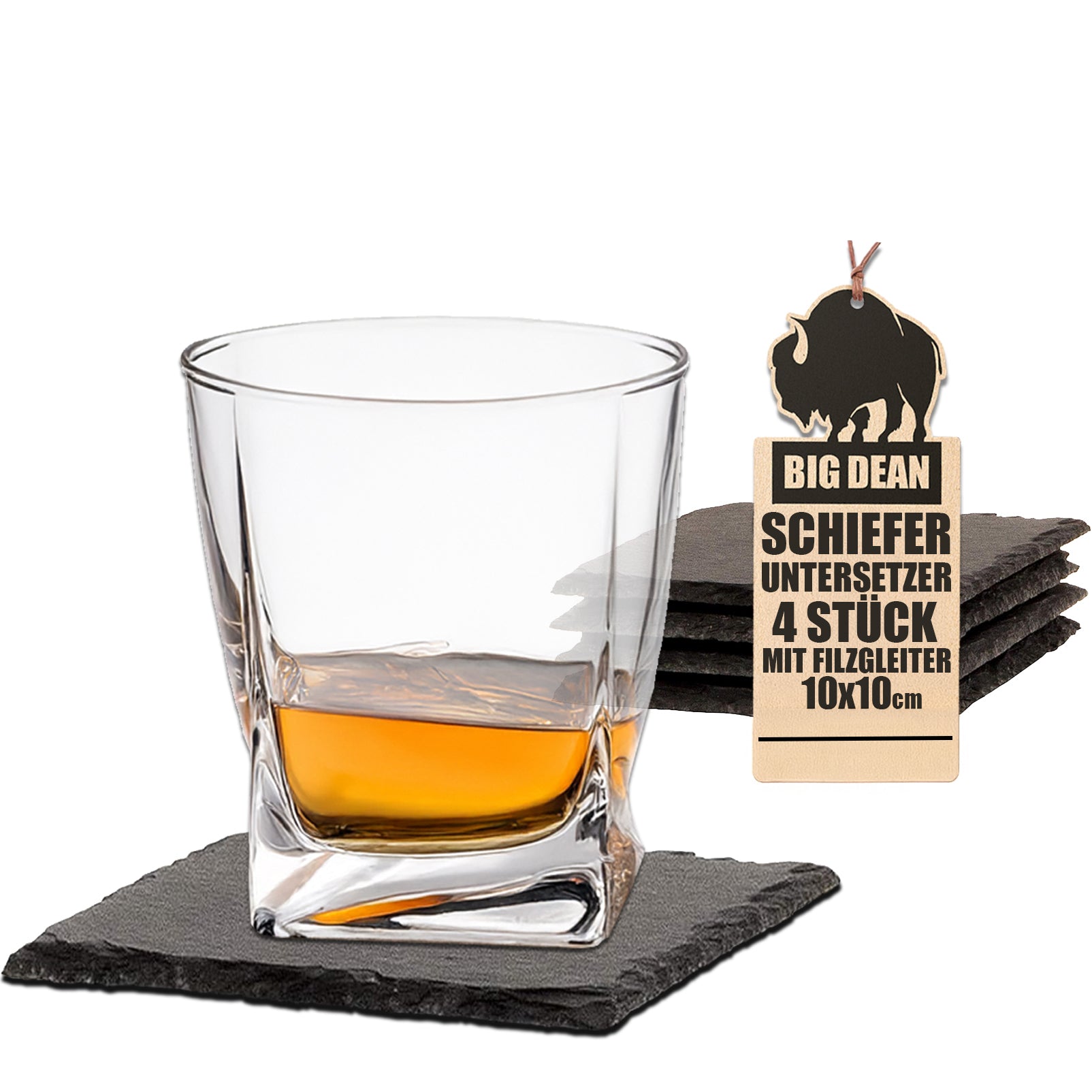 Schiefer-Untersetzer Set 4 teilig 10x10 cm