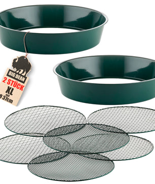 2x Gartensieb aus Metall mit 3 Maschenweiten 6,4 mm/9,5 mm/12,7 mm - Erdsieb rund Sandsieb