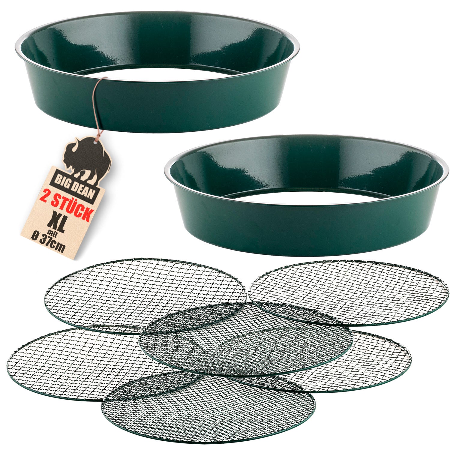 2x Gartensieb aus Metall mit 3 Maschenweiten 6,4 mm/9,5 mm/12,7 mm - Erdsieb rund Sandsieb