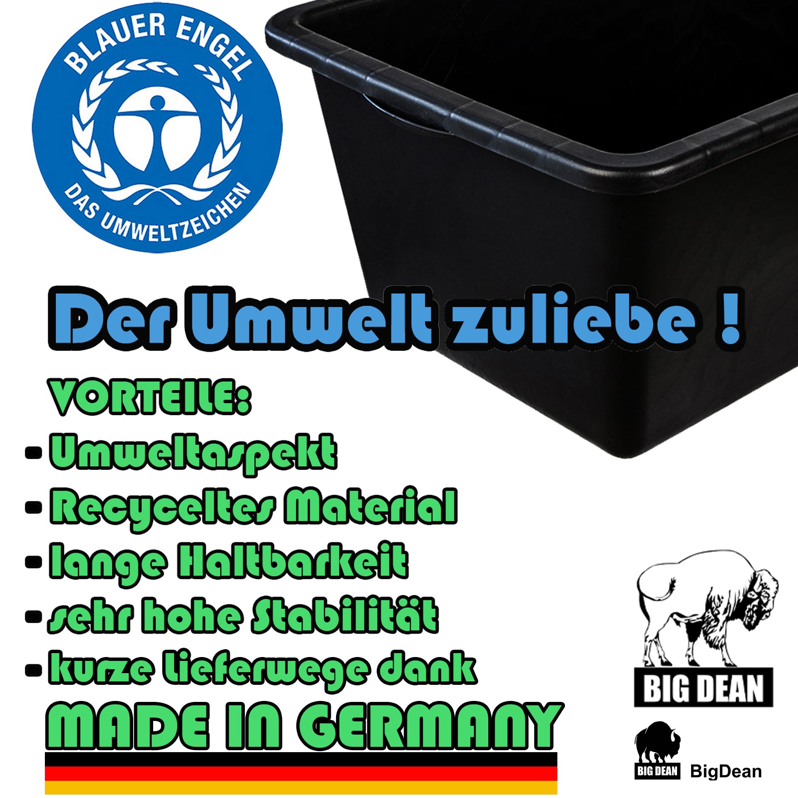 Mörtelkasten 90 Liter Eckig Miniteich Baueimer - 79 x 49 x 30 cm
