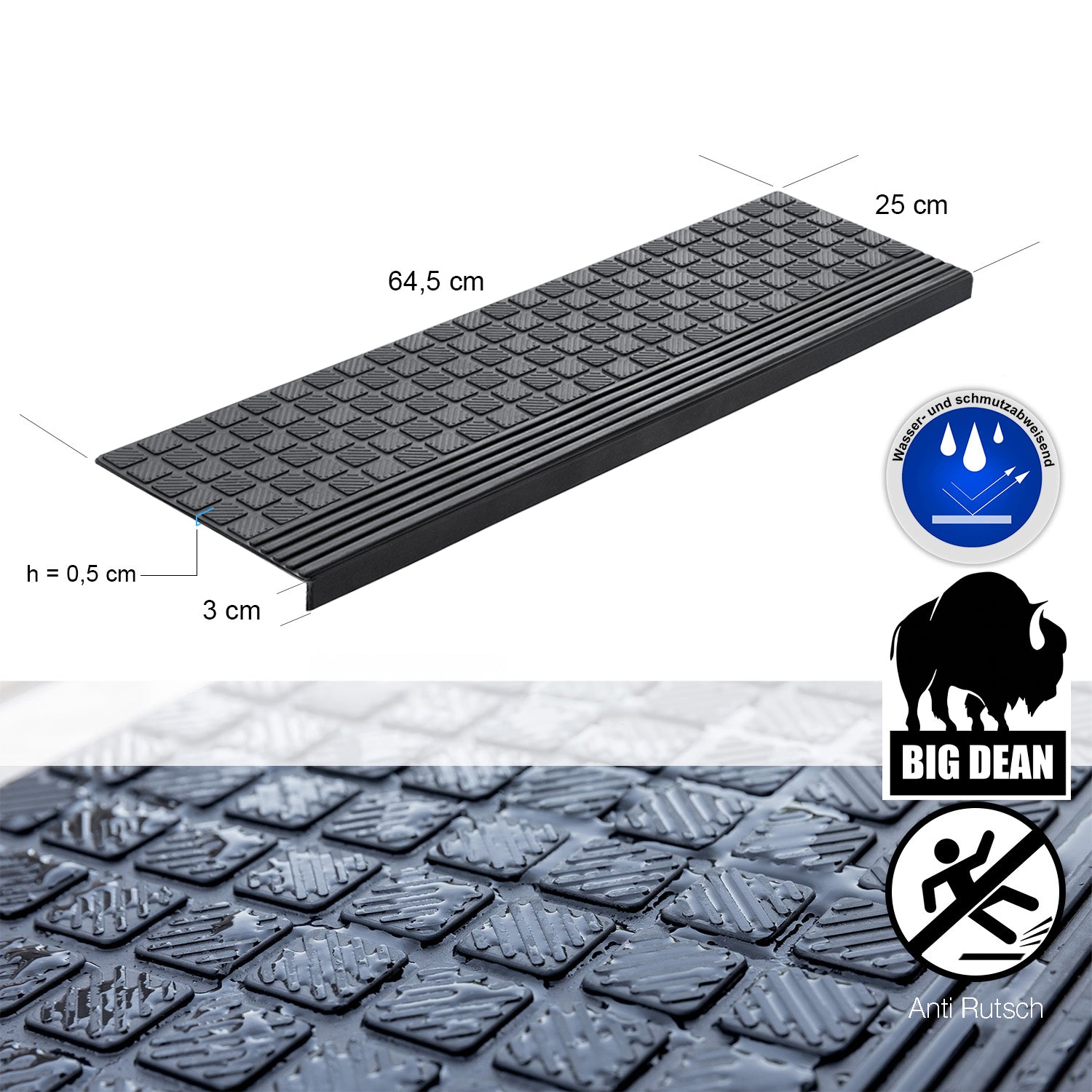 4er Set Treppenstufen Matten Außen Gummi Stufenmatten Antirutschmatten Treppe Gummimatten 2
