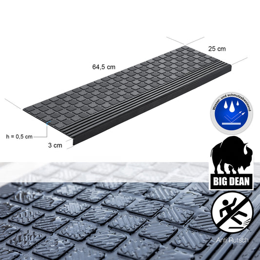 BigDean 10er Set Stufenmatten aus Gummi - 65x25cm - Treppenstufen Matten für Außen Outdoor - Antirutschmatten Treppe Anti-Rutsch Gummimatten image 2