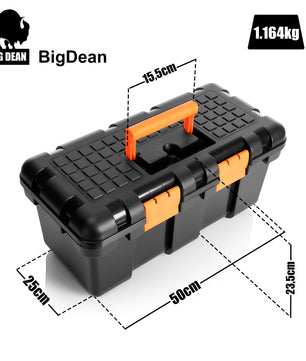 Werkzeugkoffer leer - aus Hart-Kunststoff - 50x25x23,5cm - Werkzeugkiste Toolbox groß Werkzeugkasten 3