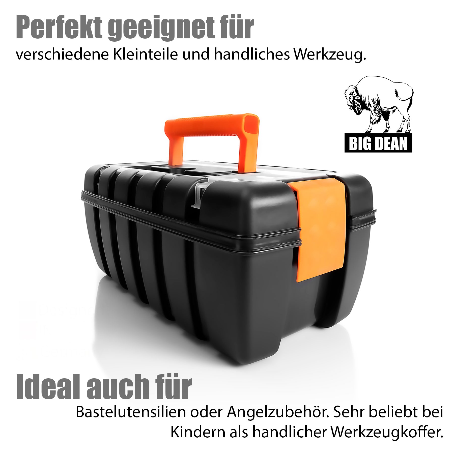 Werkzeugkoffer leer - aus Hart-Kunststoff - 37x20x16cm - Werkzeugkiste Toolbox Werkzeugkasten