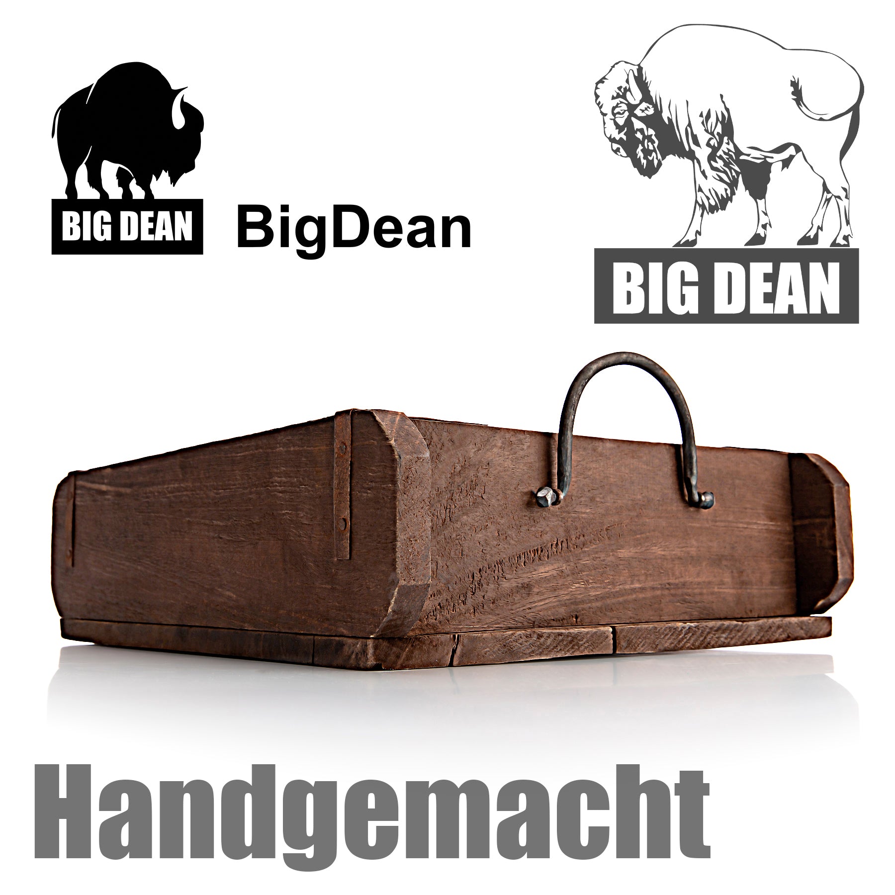 BigDean vintage Ziegelform in Braun 25x8x30 cm (LxBxH) – rustikale Ordnungsbox mit Metallbeschlägen 6