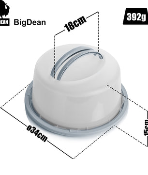 BigDean Kuchen Transportbox Rund in Pastell Grau – mit Doppel Tragegriff für sicheren Transport 3