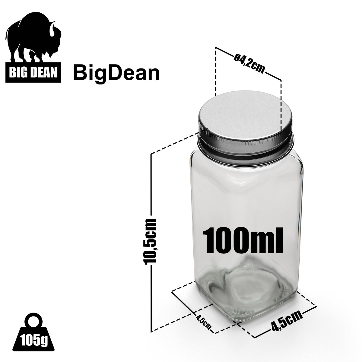 BigDean 12er Set Gewürzgläser eckig - luftdichte Gewürzdosen lebensmittelecht mit zwei Streueinsätzen - ideal für Gewürzaufbewahrung  image 3