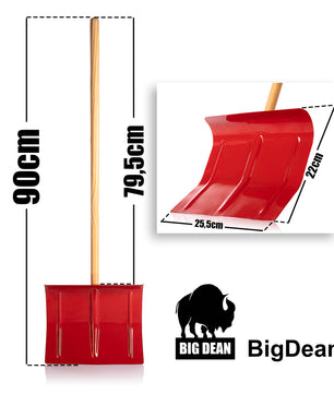 Schneeschaufel für Kinder in Rot 25,5 x 90 cm (BxH) – Schneeräumer klein aus Metall 3