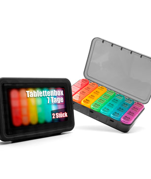 2 Stück Tablettenbox 7 Tage luftdicht & lebensmittelecht – Medikamentenbox