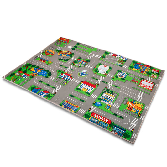 Spielteppich Kinder in Stadt Design rutschfester Teppich ideal fürs Kinderzimmer