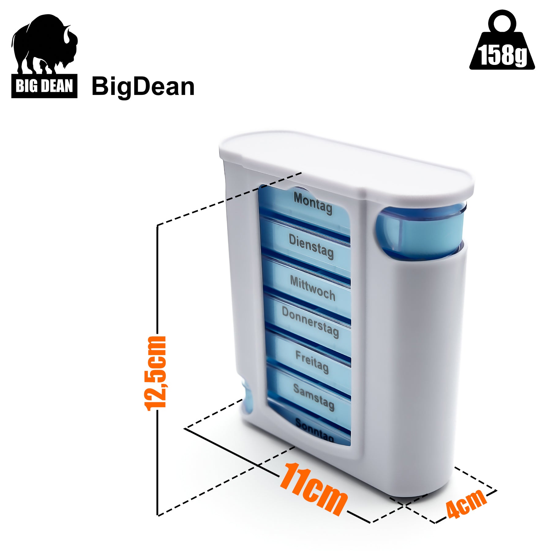 3 Stück Tablettenbox 7 Tage Morgens, Mittags, Abends & Nachts in Weiß – Medikamentenbox 3