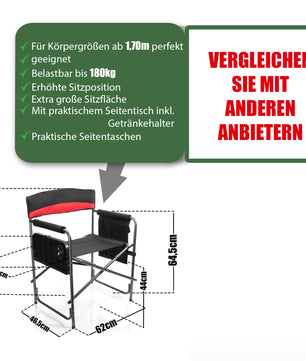 Komfort Campingstuhl in schwarz mit praktischem Klapptisch inkl. Getränkehalter – Camping Sessel 2