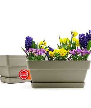 3 Stück Blumenkasten 40 cm aus bruchfestem Kunststoff in Mokka – Balkon Pflanzkasten