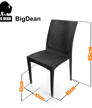 BigDean 2er Set Gartenstuhl Dalia Rattan Optik in Anthrazit – stapelbarer Campingstuhl belastbar  3
