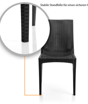 BigDean 2er Set Gartenstuhl Dalia Rattan Optik in Anthrazit – stapelbarer Campingstuhl belastbar  5
