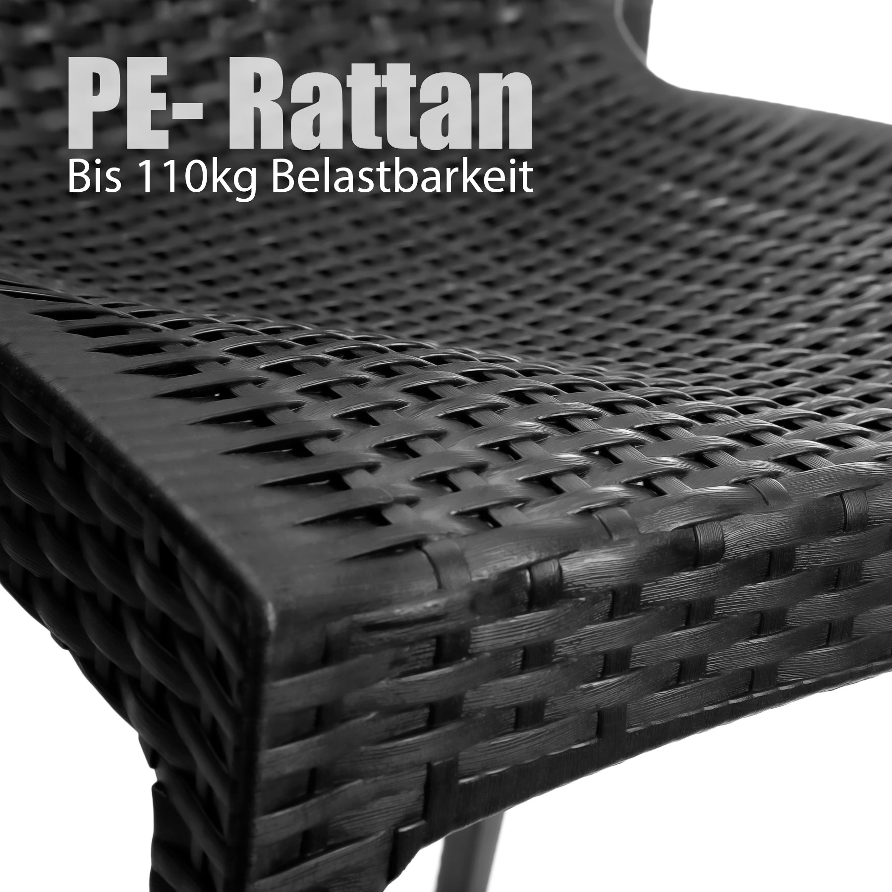 BigDean 2er Set Gartenstuhl Dalia Rattan Optik in Anthrazit – stapelbarer Campingstuhl belastbar  6