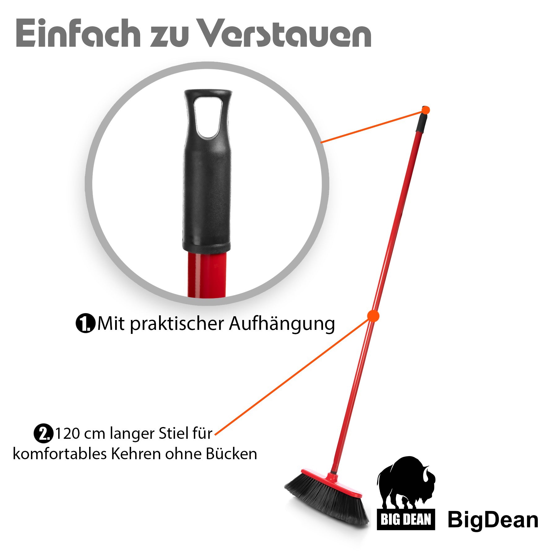 BigDean 2 Stück Besen mit Stiel aus Kunststoff und extra feinen & effizienten Borsten 5