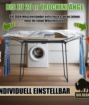 Wäscheständer 20m extra hoch & dicke Leinen - Wäschetrockner Made in Europe 2