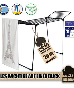 Wäscheständer 20m extra hoch & dicke Leinen - Wäschetrockner Made in Europe 4