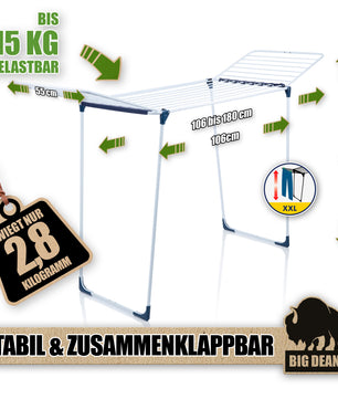 Wäscheständer 20m extra hoch & Dicke Leinen weiß/blau - Wäschetrockner Made in Europe 3