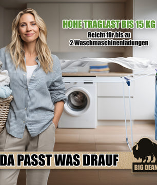 Wäscheständer 20m extra hoch & Dicke Leinen weiß/blau - Wäschetrockner Made in Europe 5