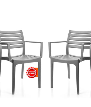 2er Set Gartenstuhl Capri in Grau – stapelbarer Campingstuhl belastbar bis 160kg – wetterfes