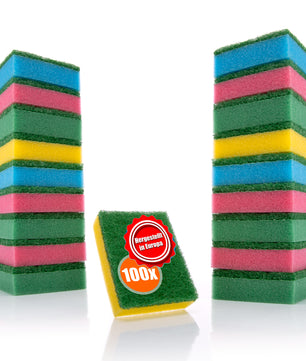 100 Stück Schwämme Mehrfarbig für Küche & Haushalt– zweiseitigen Reinigungsschwamm – Topfschwamm, Spülschwamm, Putzschwamm wiederverwendbar – Made in Europa 
