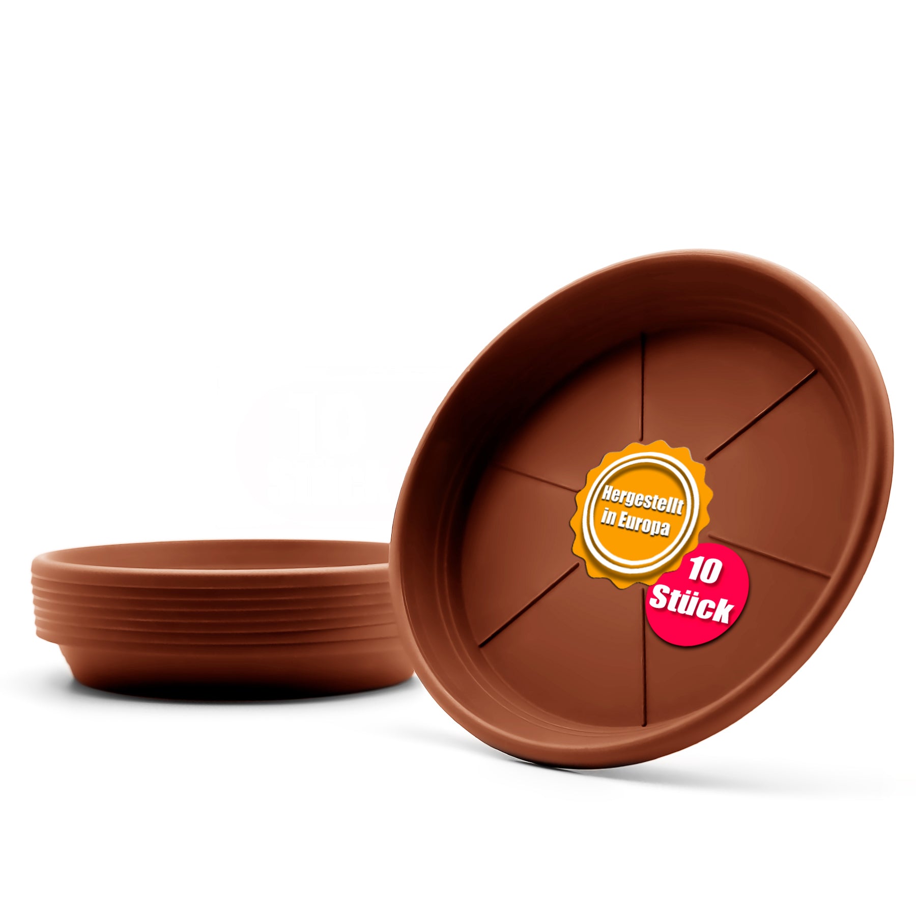 10 Stück Blumentopf Untersetzer Ø 29,5 cm in Terracotta – Topfuntersetzer 