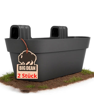 2x Blumenkasten Balkongeländer 50cm Blumenkästen mit Wasserspeicher Balkonkasten mit Halterung Anthrazit
