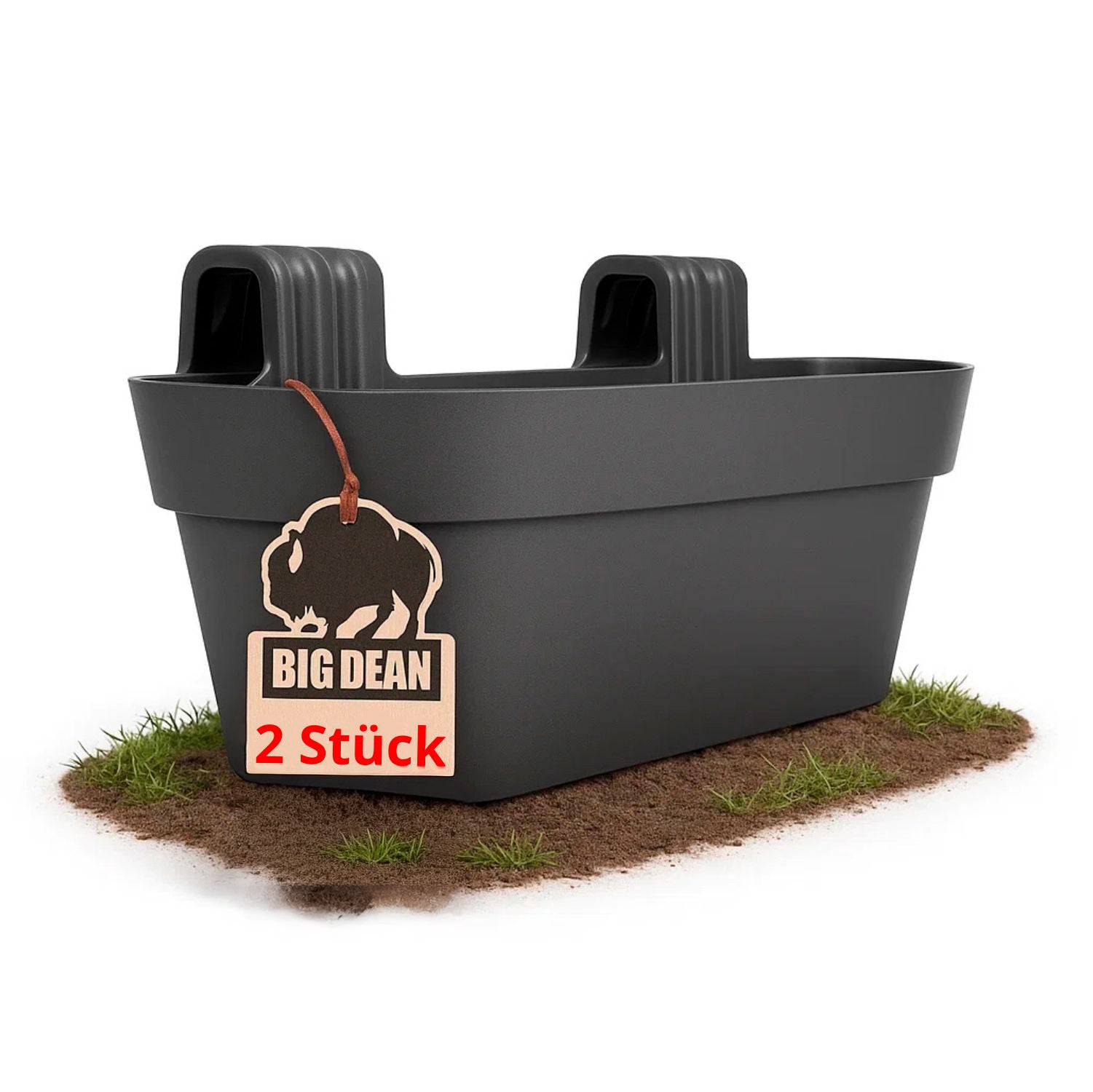 2x Blumenkasten Balkongeländer 50cm Blumenkästen mit Wasserspeicher Balkonkasten mit Halterung Anthrazit