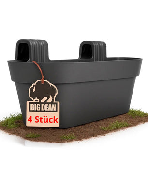 4x Blumenkasten Balkongeländer 50cm Blumenkästen mit Wasserspeicher Balkonkasten mit Halterung Anthrazit