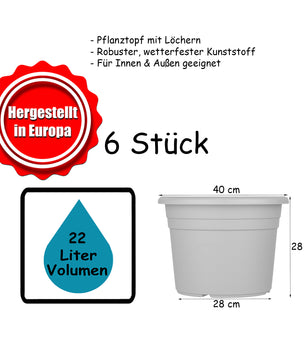 6x Blumentopf Ø 40 cm Farbe Anthrazit Kunststoff Pflanztopf Containertopf Übertopf Pflanzkübel rund 5