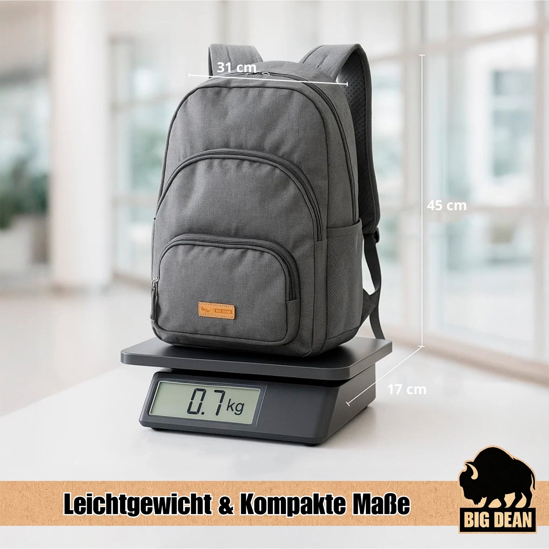 BigDean Laptop Rucksack bis 15,6 Zoll 45cm ca. 22L Handgepäck Rucksack Backpack Tagesrucksack 3